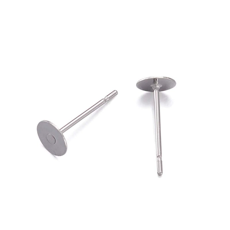 Craftdady 500Pcs Stainless Steel Earring Posts 5mm Flat Pad Blank Tray Stud Earrings for Earring Jewelry Making - Image 3